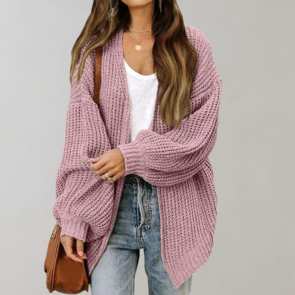 Gemütlicher offen gestrickter Cardigan mit Bischofsärmeln