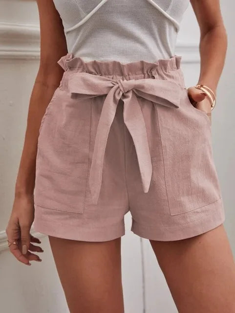 Shorts mit hohem Bund und Bindegürtel für Damen