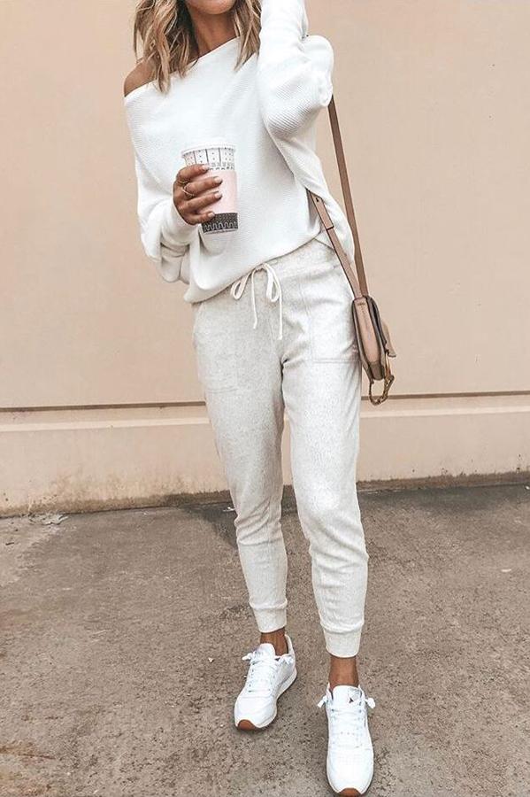 Geripptes Off-Shoulder Shift-Top