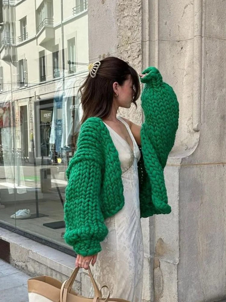 Gemütlicher Strick-Cardigan in Uni, leger
