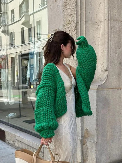 Gemütlicher Strick-Cardigan in Uni, leger