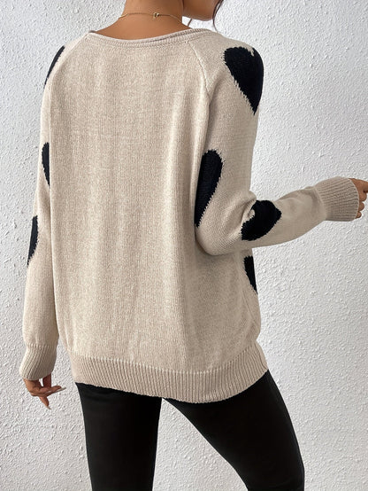 Gemütlicher Pullover mit Herzmuster für romantischen Winterstil