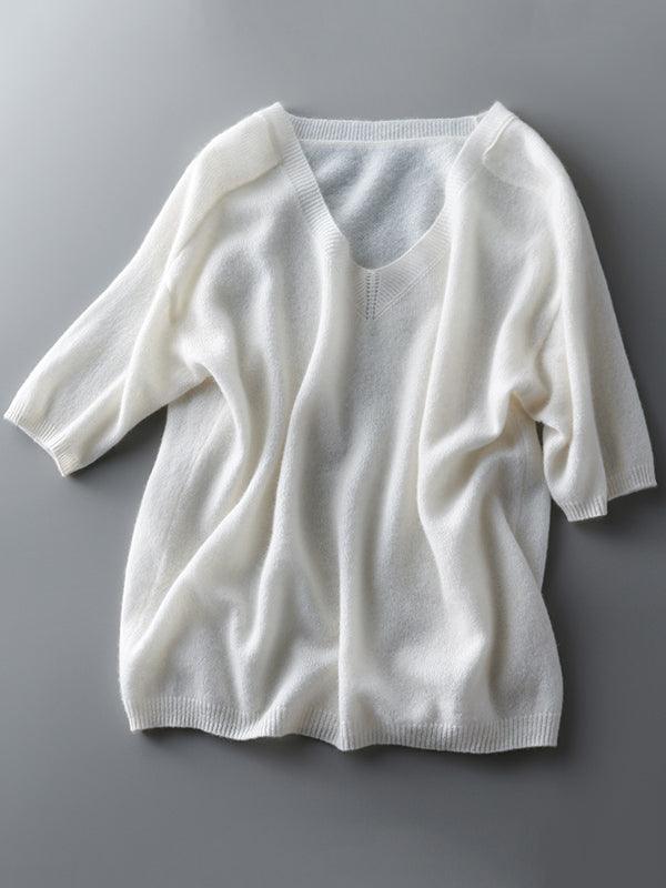 Luxuriöser weicher Kaschmirpullover mit V-Ausschnitt für Damen