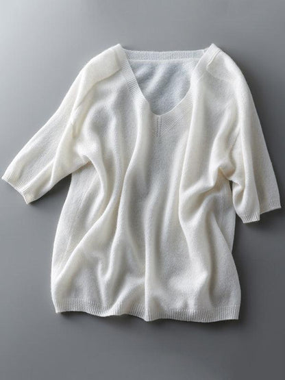 Luxuriöser weicher Kaschmirpullover mit V-Ausschnitt für Damen