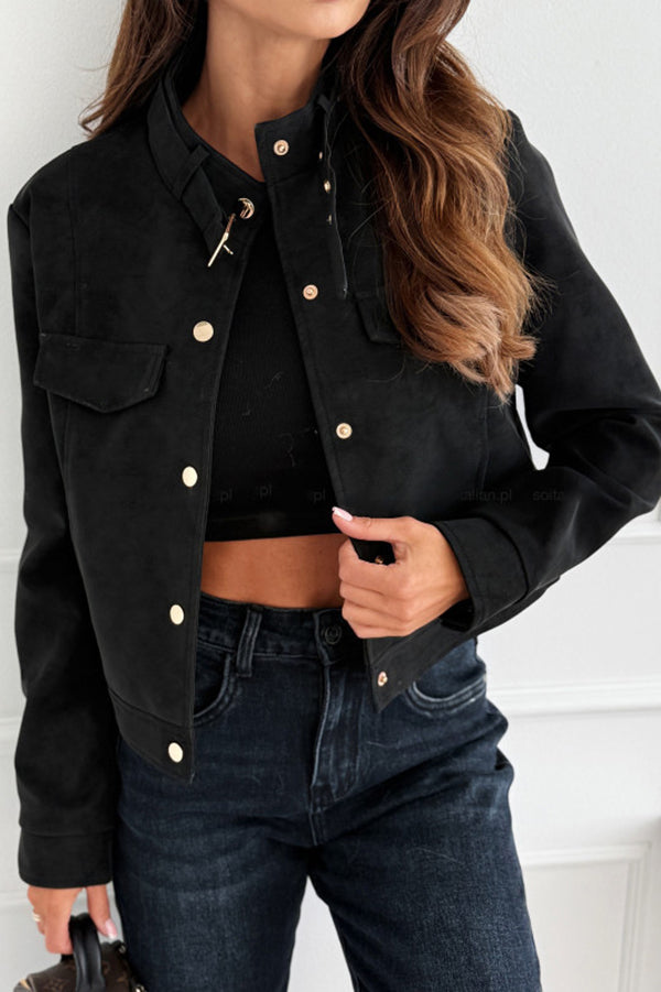 Schicke Langarm-Casual-Jacke mit Knöpfen