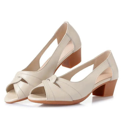 Leni | Elegante Peeptoe-Pumps mit Blockabsatz