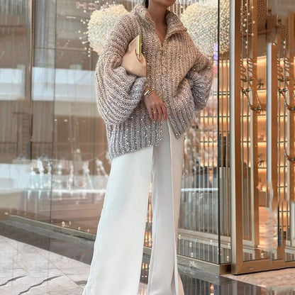 Glitzernder Strickcardigan mit Pailletten