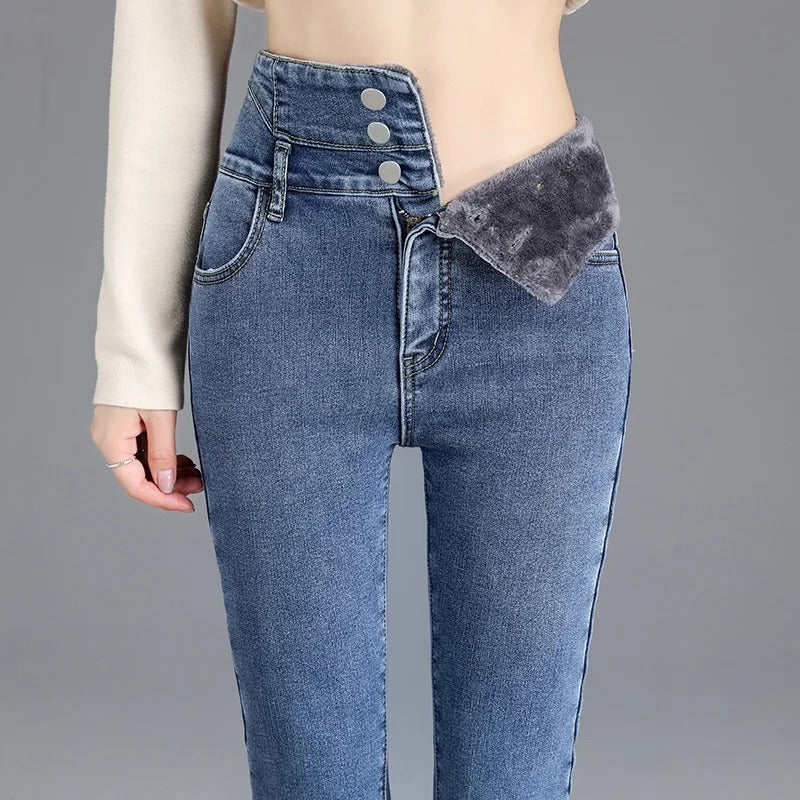 Adolf™ – Stylische High-Waist-Jeans mit Fleecefutter