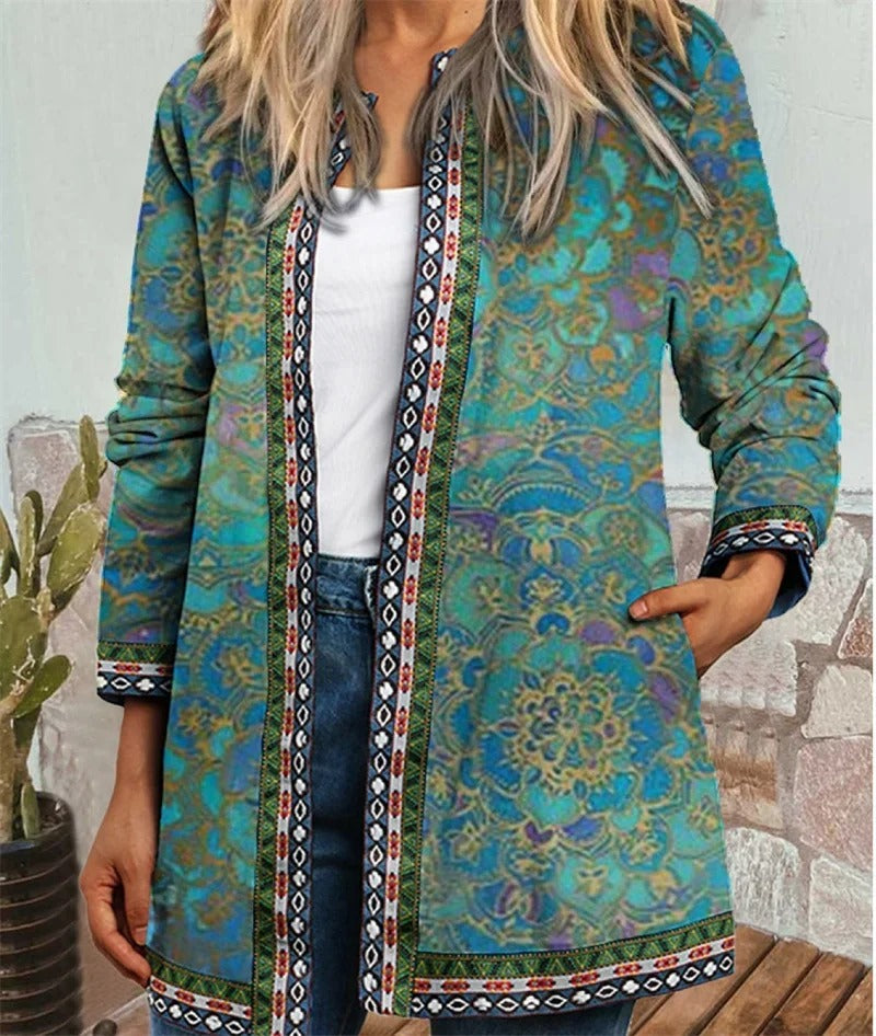 Frieda™ – Boho-Jacke mit farbenfrohem Muster