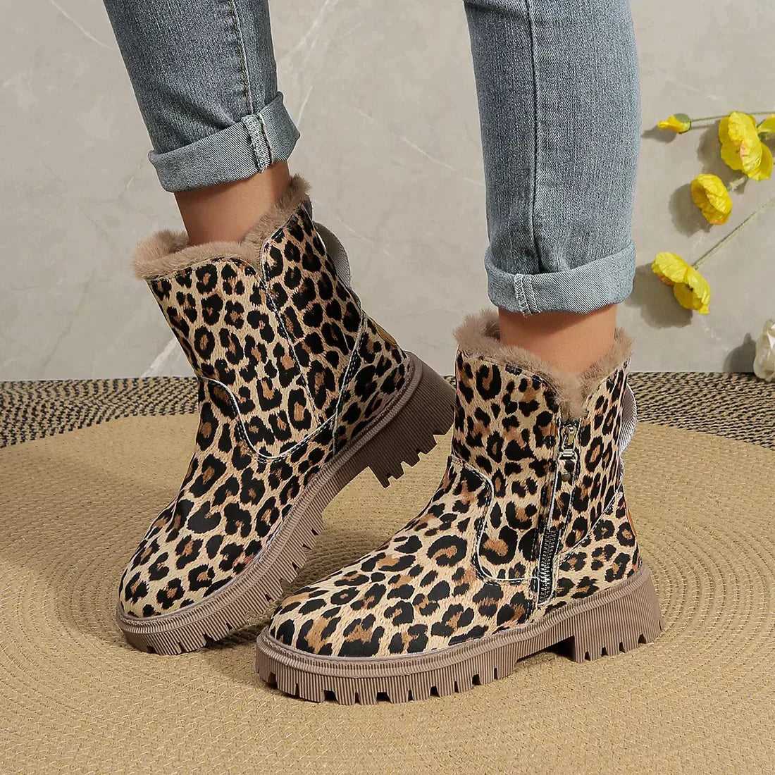 Schicke Leopardenmuster Stiefeletten für trendige Outfits