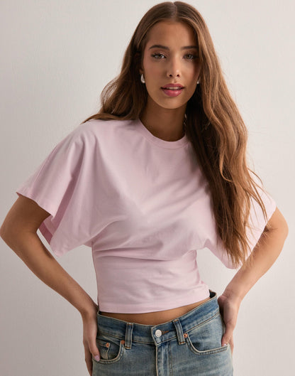 Lässiges Baumwoll-T-Shirt mit weitem Ärmel