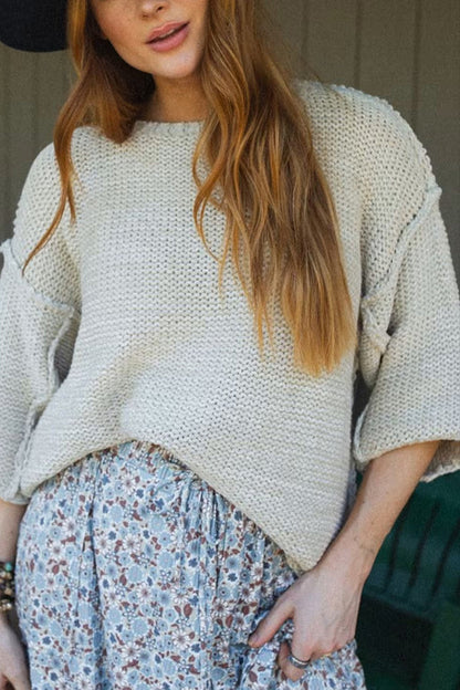 Gemütlicher Strickpullover mit Rundhalsausschnitt für täglichen Komfort