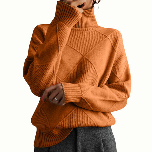 Gemütlicher geometrischer Strickpullover mit Rollkragen