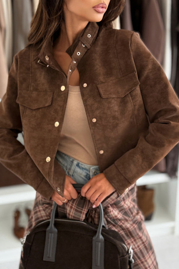 Schicke Langarm-Casual-Jacke mit Knöpfen