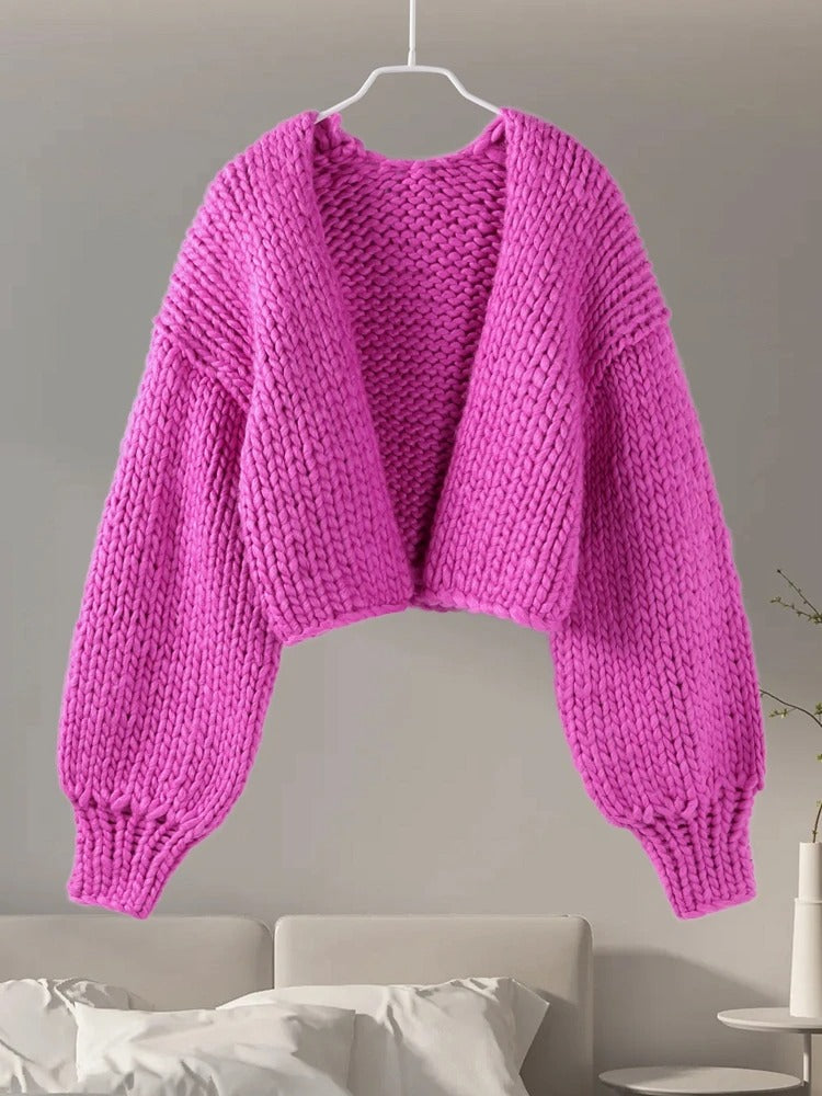 Gemütlicher Strick-Cardigan in Uni, leger