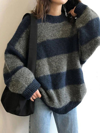 Bequemer Eleganter Übergroßer Strickpullover für Damen