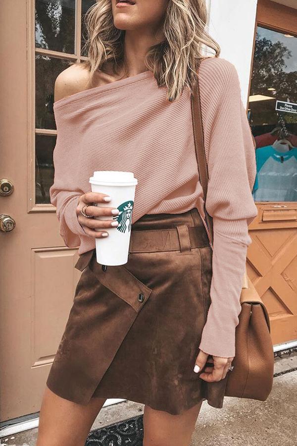 Geripptes Off-Shoulder Shift-Top