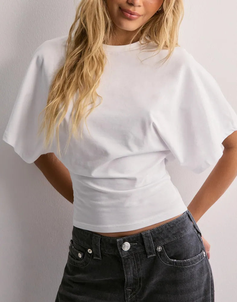 Lässiges Baumwoll-T-Shirt mit weitem Ärmel