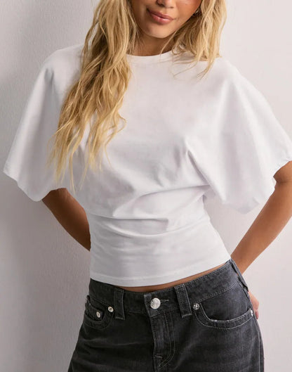 Lässiges Baumwoll-T-Shirt mit weitem Ärmel