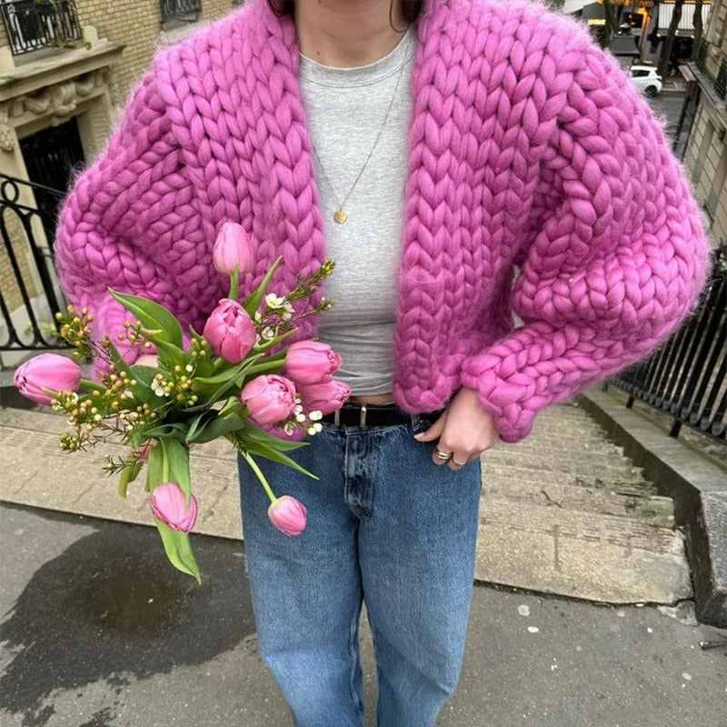 Gemütlicher Strick-Cardigan in Uni, leger