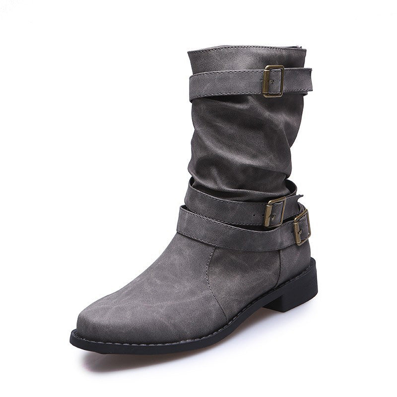 Schicke Leder-Stiefel mit Schnallendetail