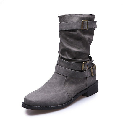 Schicke Leder-Stiefel mit Schnallendetail