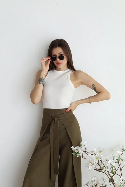 Lässige Leinenhose für Damen mit entspanntem Schnitt