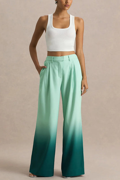 Ombre-Print Weite Hose mit Elastischem Bund und Taschen