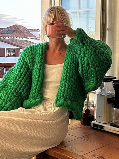 Gemütlicher Strick-Cardigan in Uni, leger