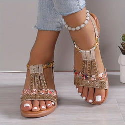 Inka™ - Boho Glam Strass geflochtene Keilsandalen [Letzter Tag Raabtt]