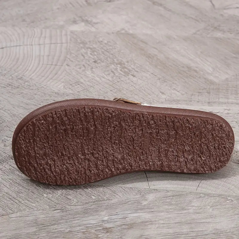 Bequeme Fleece-gefütterte Slip-On Ballerinas mit Schnallenriemen