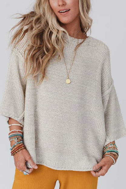 Gemütlicher Strickpullover mit Rundhalsausschnitt für täglichen Komfort