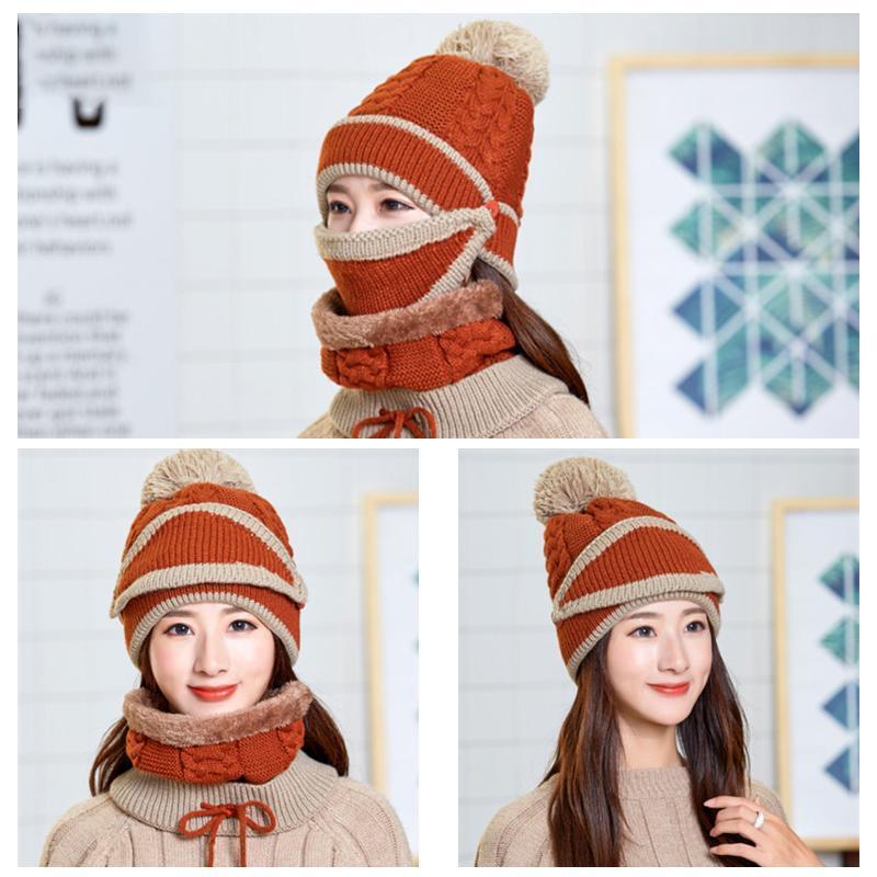 Gemütliches gestricktes Wintermützen- und Schalsset für Damen