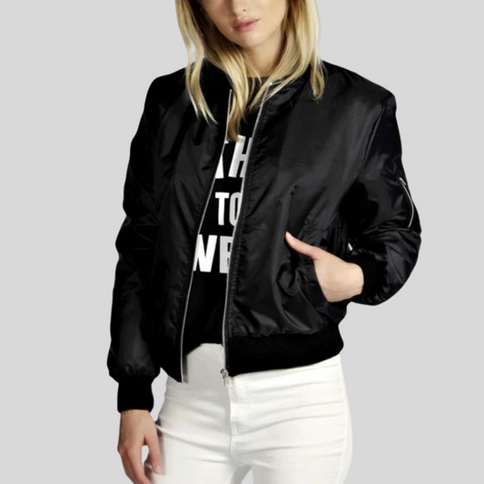 Schicke Damen Bomberjacke mit Rundhalsausschnitt