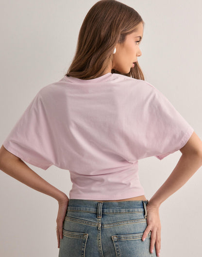 Lässiges Baumwoll-T-Shirt mit weitem Ärmel