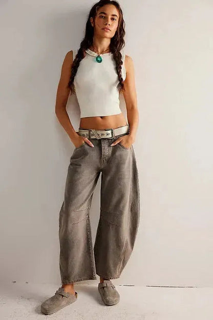 Weit geschnittene lässige Damen-Winterjeans