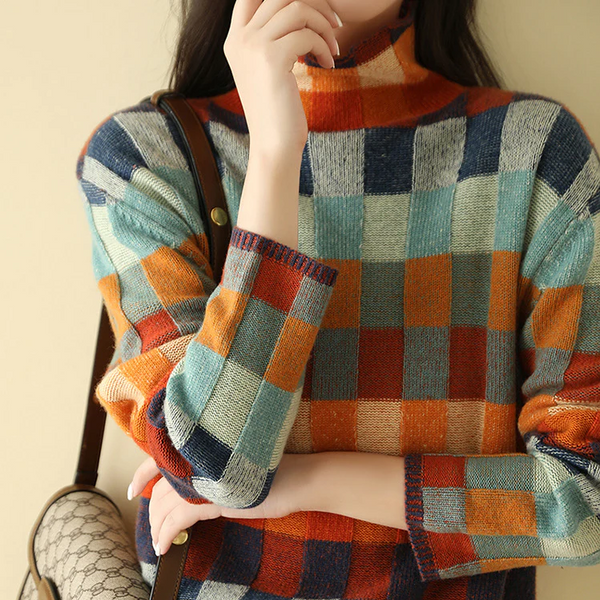 Lia™ | Patchwork-Rollkragenpullover