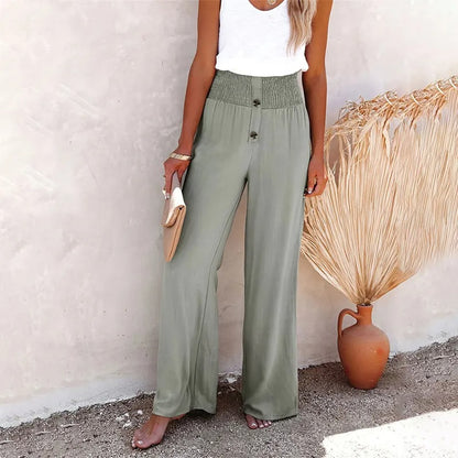 Bella | Sommer Baumwolle Leinen Weite Hosen
