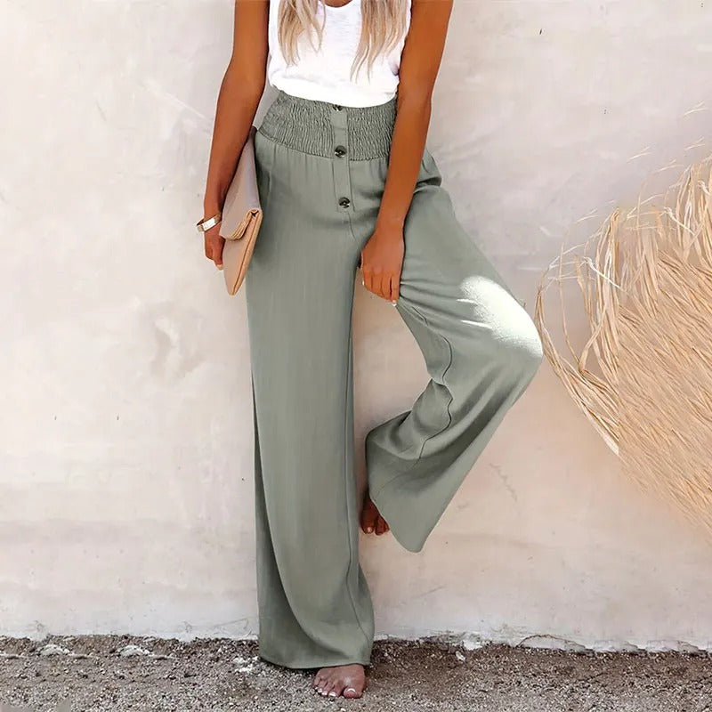 Bella | Sommer Baumwolle Leinen Weite Hosen