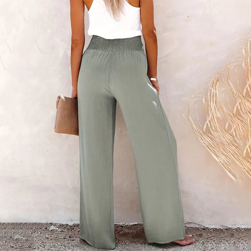 Bella | Sommer Baumwolle Leinen Weite Hosen