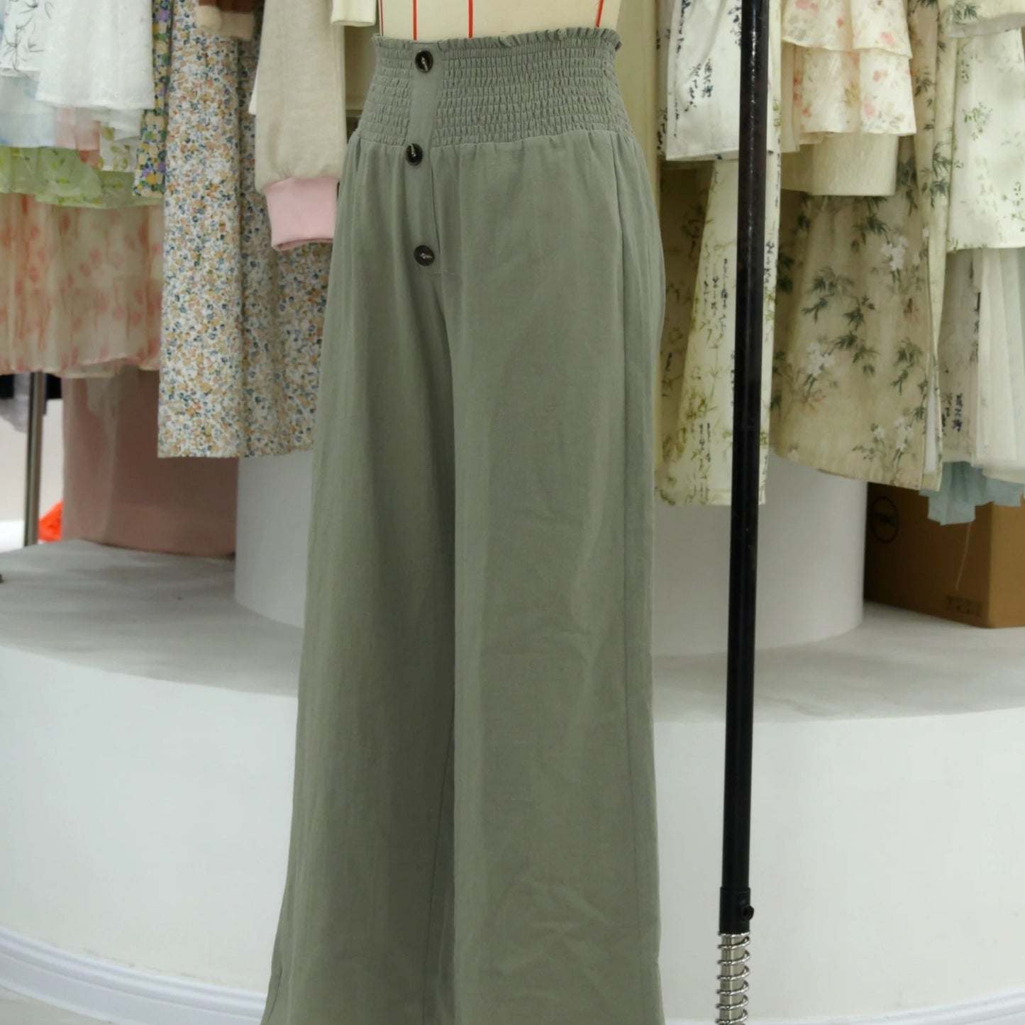 Bella | Sommer Baumwolle Leinen Weite Hosen