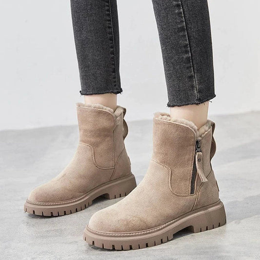 Schicke Stiefeletten mit Wildlederoptik und kuscheligem Fellfutter