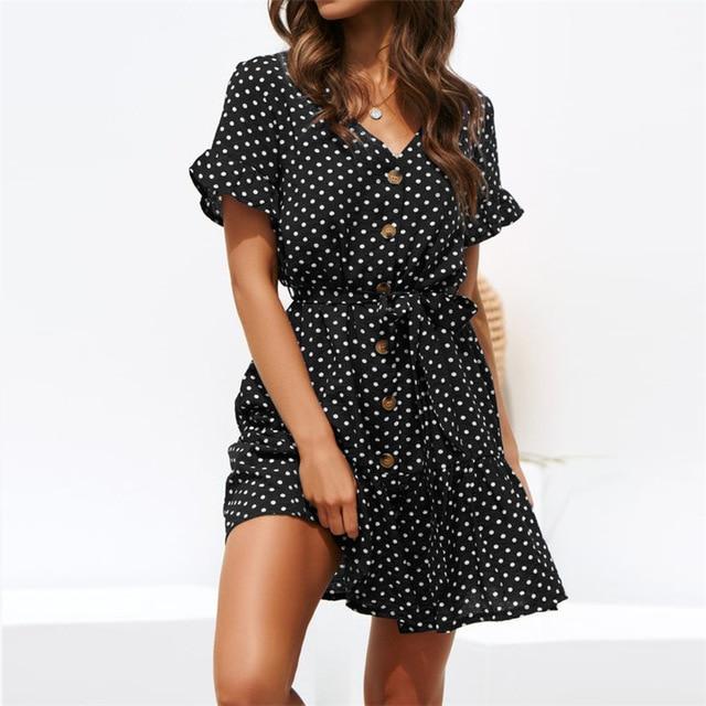 Charlotte™ - Kurzärmeliges Kleid mit Polka Dot