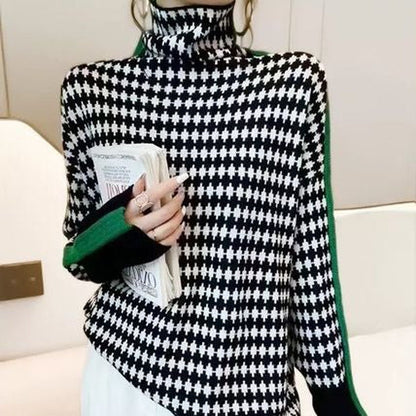 Olivia™ - Eleganter Pullover mit schwarz-weißem Karomuster