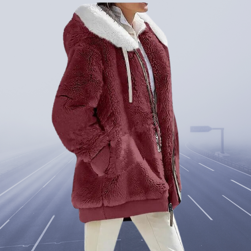 Alessandra™ | Oversized Teddyjacke mit Kapuze für Damen