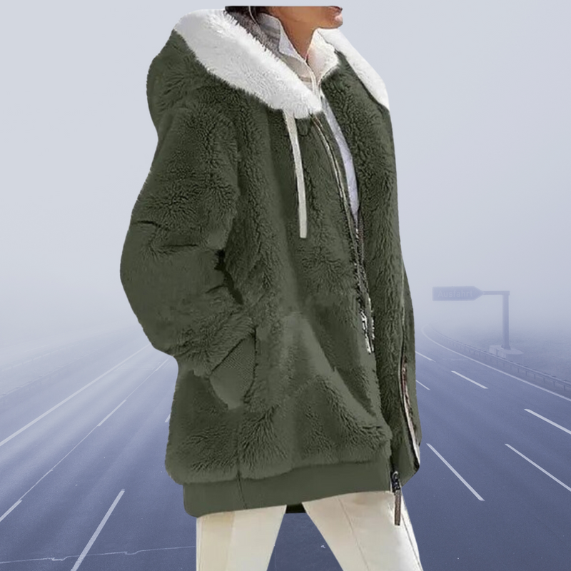 Alessandra™ | Oversized Teddyjacke mit Kapuze für Damen