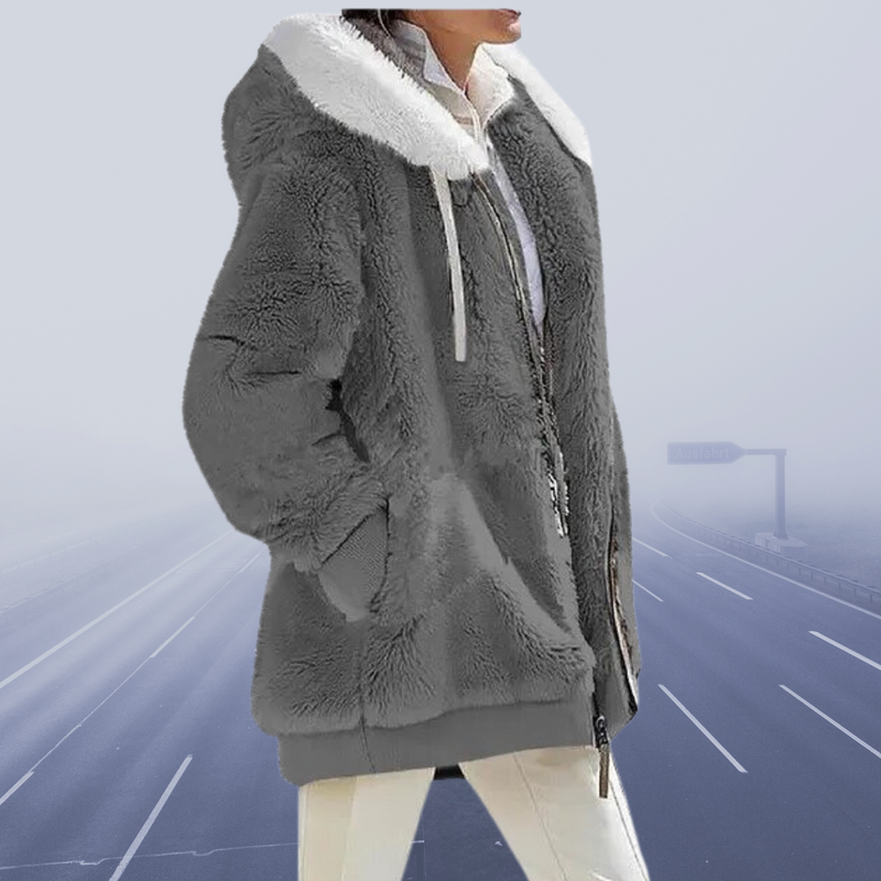 Alessandra™ | Oversized Teddyjacke mit Kapuze für Damen