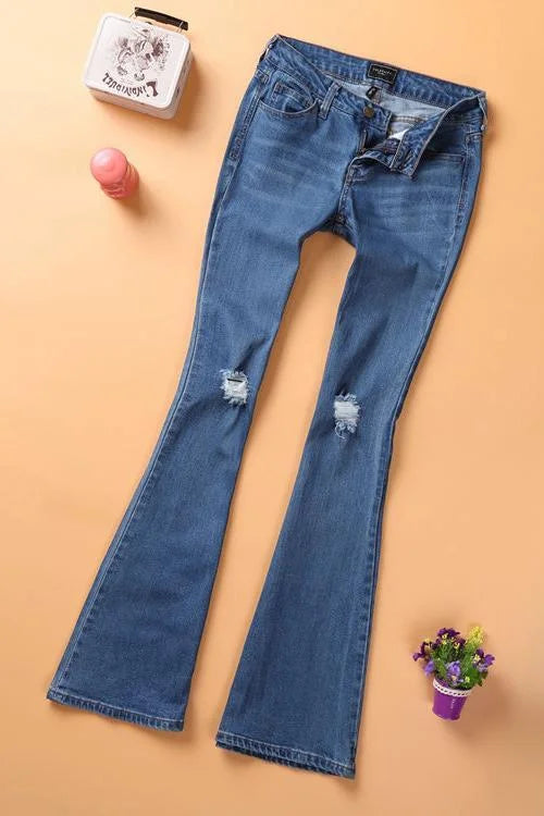 Walburga™ - Zerrissene Flared Jeans für Frauen [Letzter Tag Rabatt]